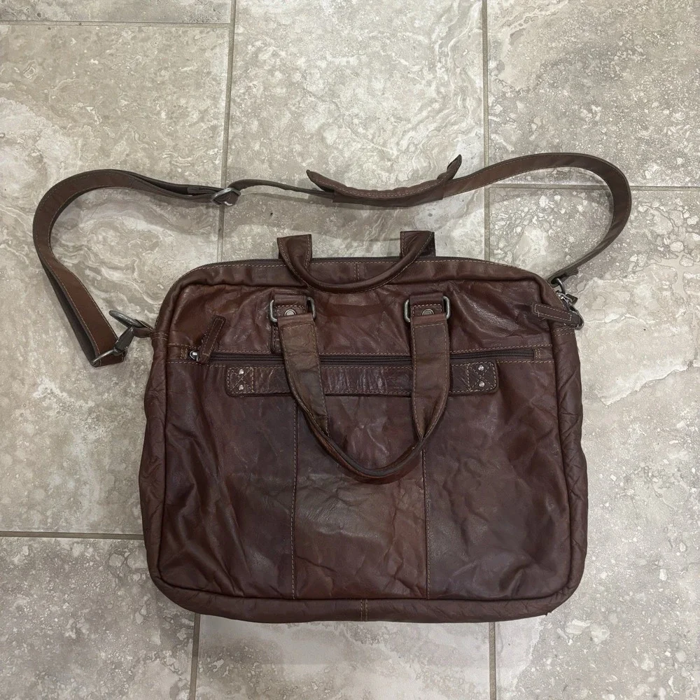 Jack Georges Voyager Buffalo Leather Briefcase #7317, Hand-stained,‎ Cross-body
